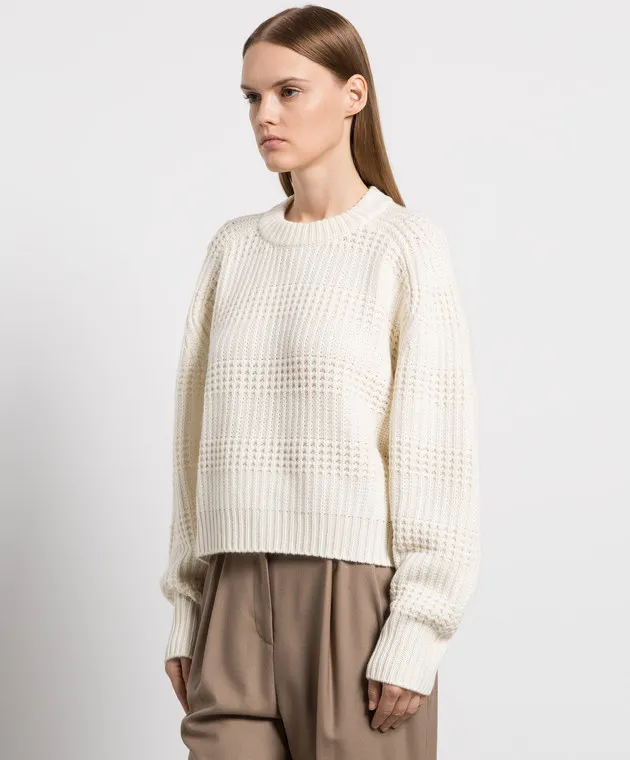 Lou Lou Studio White sweater made of cashmere in a textured pattern