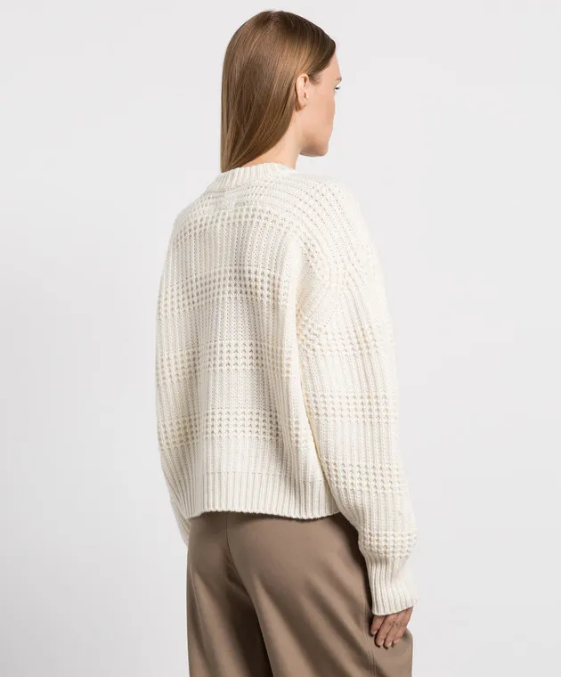 Lou Lou Studio White sweater made of cashmere in a textured pattern