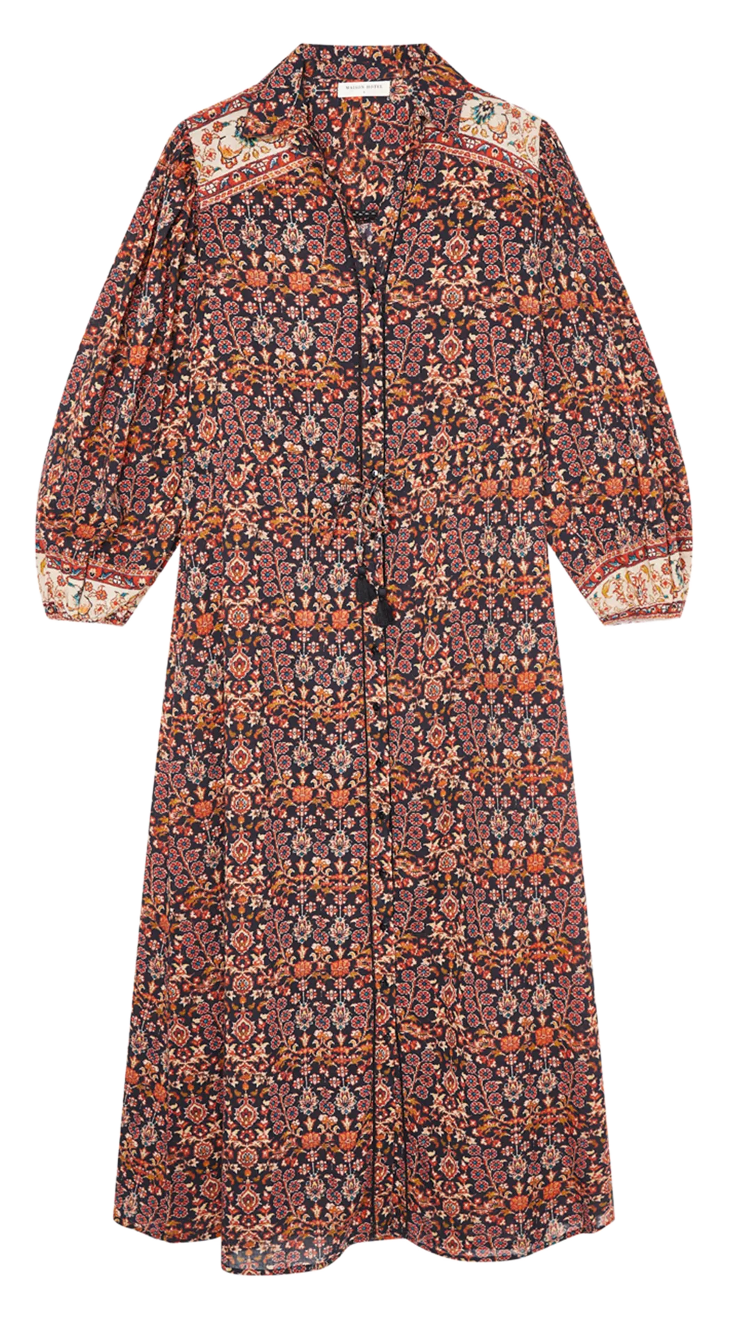 MAISON HOTEL DALIDA  VESTIDO CAMISERO LARGO DE ALGODóN ESTAMPADO EN MULTICOLOR
