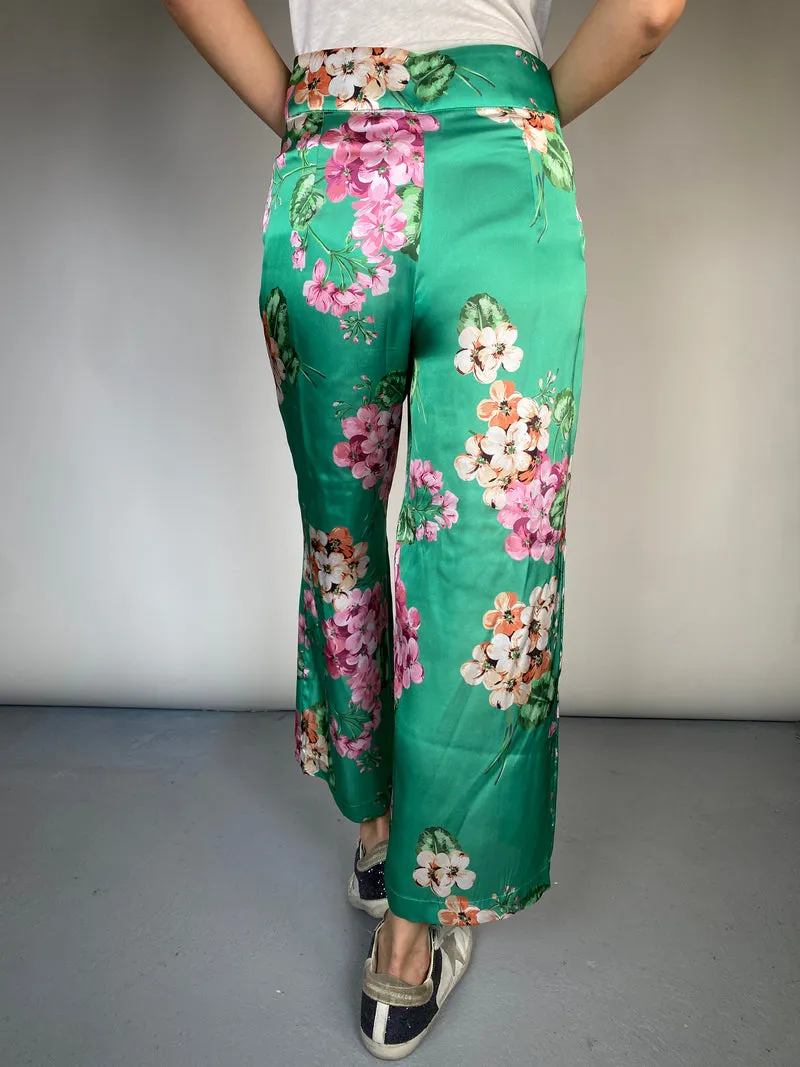 MANGO Pantalón Flores Satinado