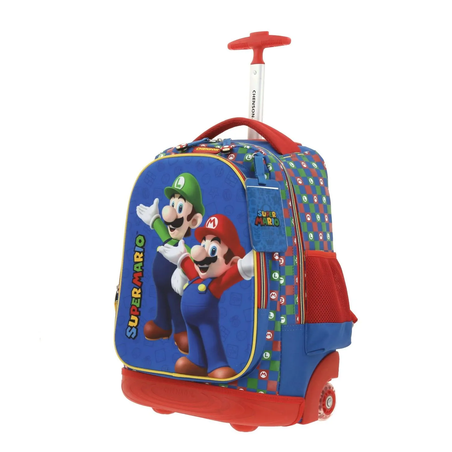 Mochila Con Ruedas Azul Mario Bros Para Nio Chenson Armin
