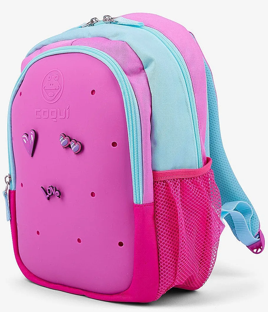 MOCHILA COQUI BAGSY + 3 AMULETY  FUCHSIA/NEW MINT + AMULET  KID´S