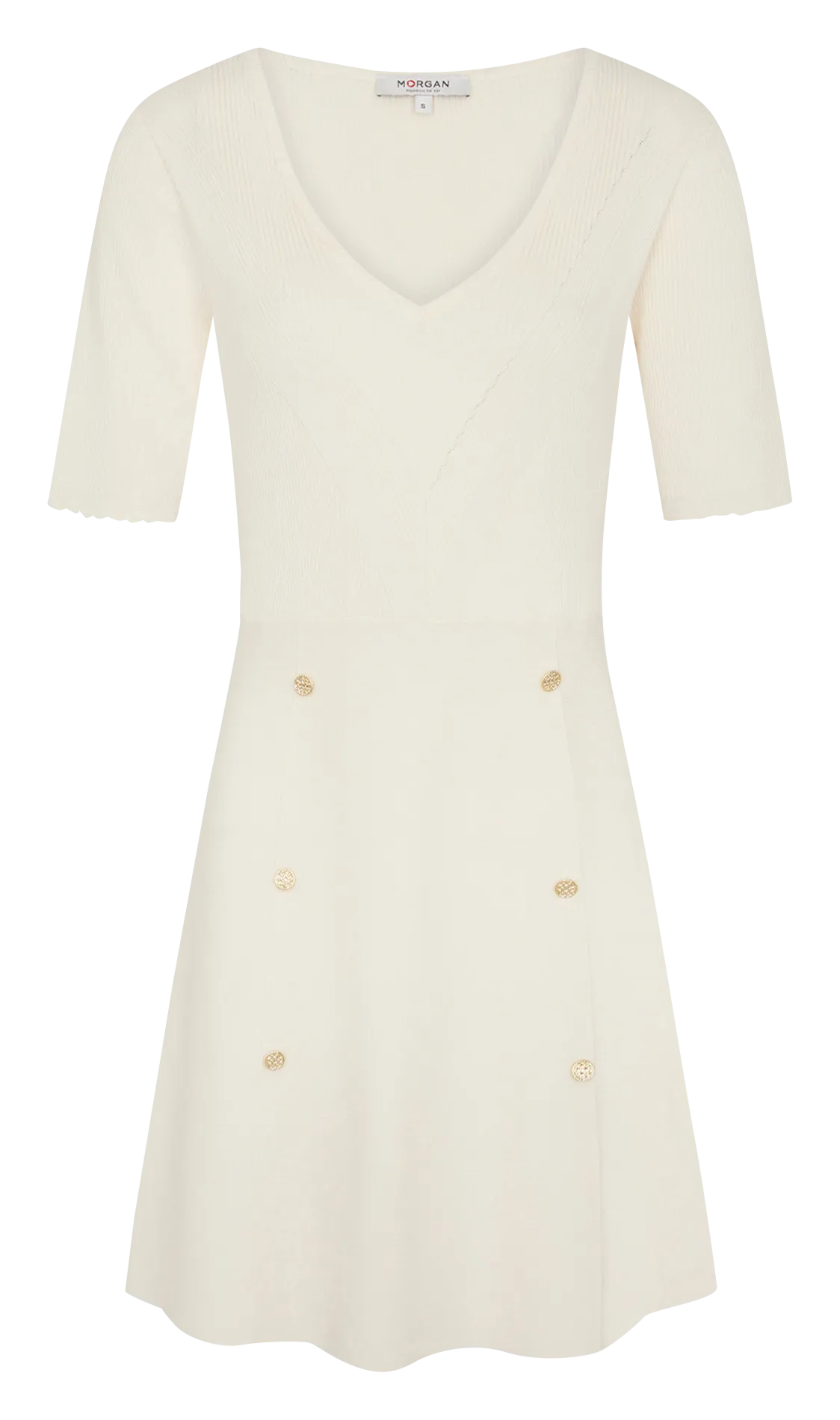 MORGAN RMALICE  VESTIDO CORTO CON CUELLO DE PICO EN BEIGE