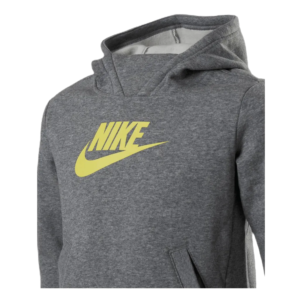 Nike Girls Big Logo Pullover Grey/Yellow