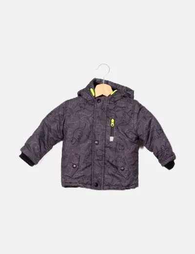 NoName Abrigo gris estampado dinosaurios