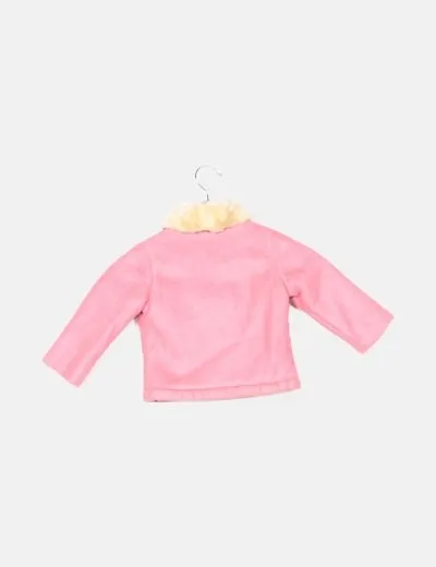NoName Abrigo rosa detalle borrego