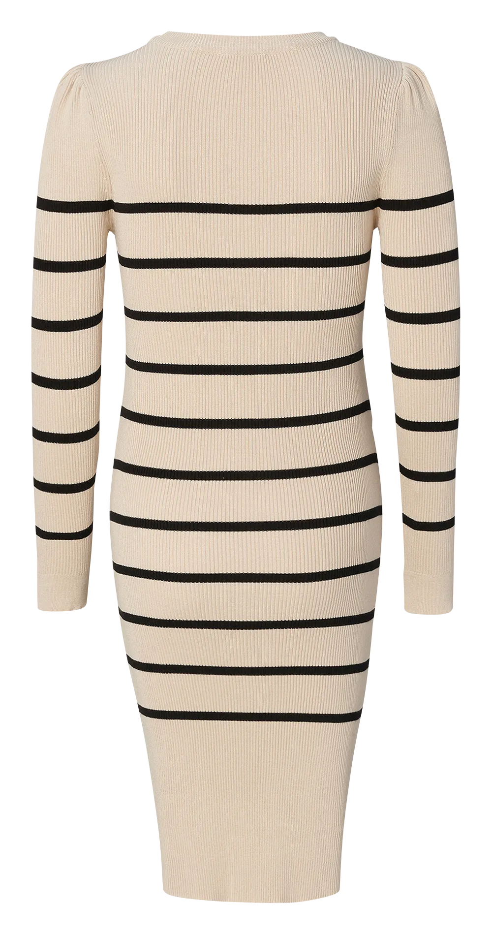 NOPPIES VENA  VESTIDO MIDI DE MEZCLA DE ALGODóN ORGáNICO A RAYAS CON CUELLO REDONDO EN BEIGE