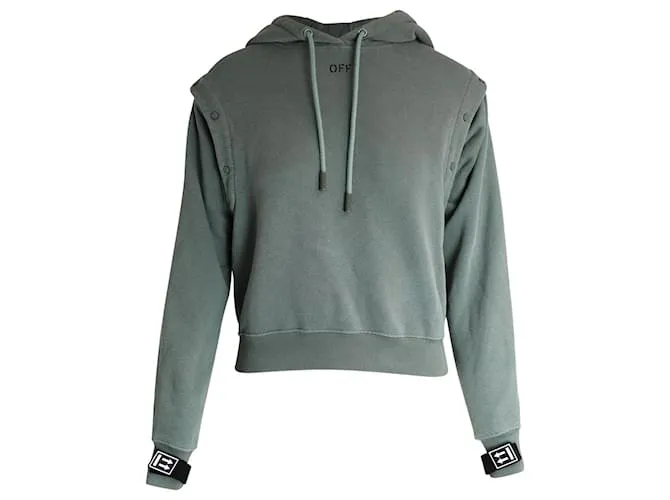 OFF WHITE OFFWHITE SUDADERA CON CAPUCHA Y MANGAS DESMONTABLES EN ALGODóN COLOR CAQUI VERDE 