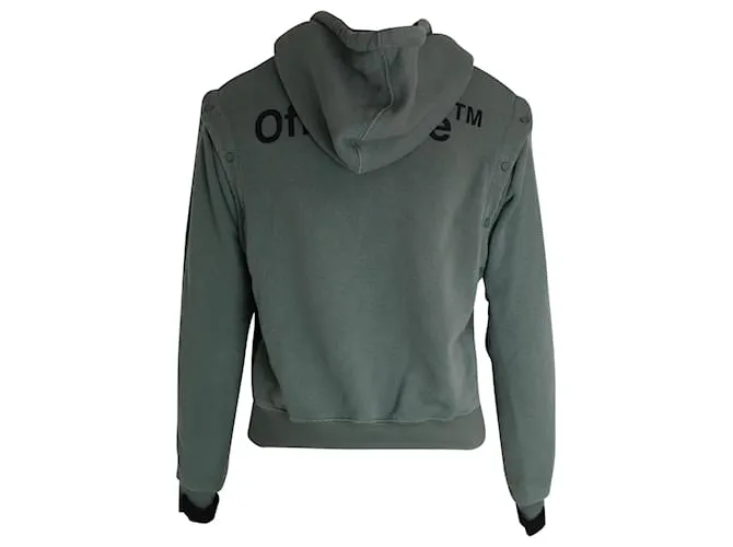 OFF WHITE OFFWHITE SUDADERA CON CAPUCHA Y MANGAS DESMONTABLES EN ALGODóN COLOR CAQUI VERDE 