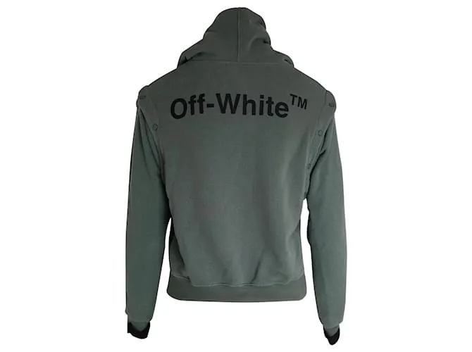 OFF WHITE OFFWHITE SUDADERA CON CAPUCHA Y MANGAS DESMONTABLES EN ALGODóN COLOR CAQUI VERDE 