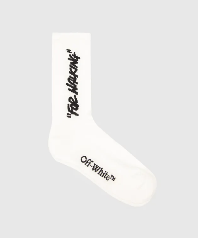 OFFWHITE WHITE SOCKS WITH CONTRASTING LOGO