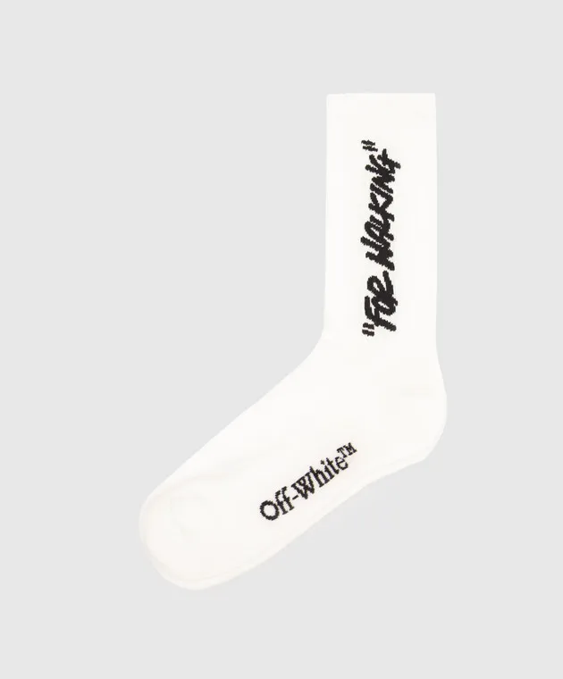 OFFWHITE WHITE SOCKS WITH CONTRASTING LOGO