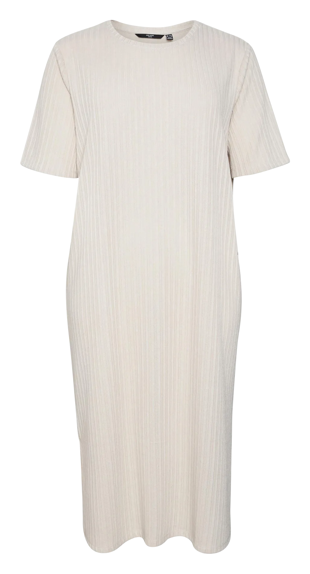 OLIVA  VESTIDO MIDI DE CANALé EN BEIGE