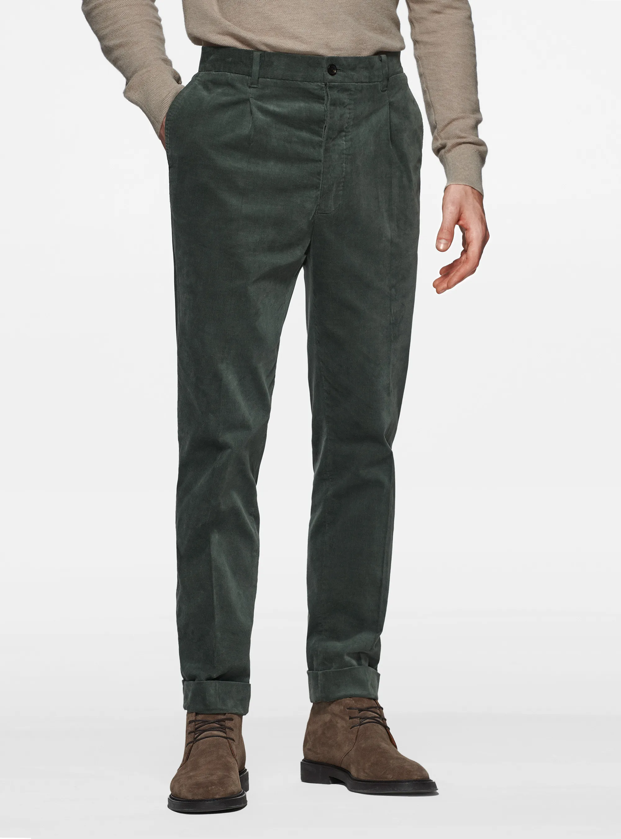 Pantalón elástico de rayas milleraies de terciopelo