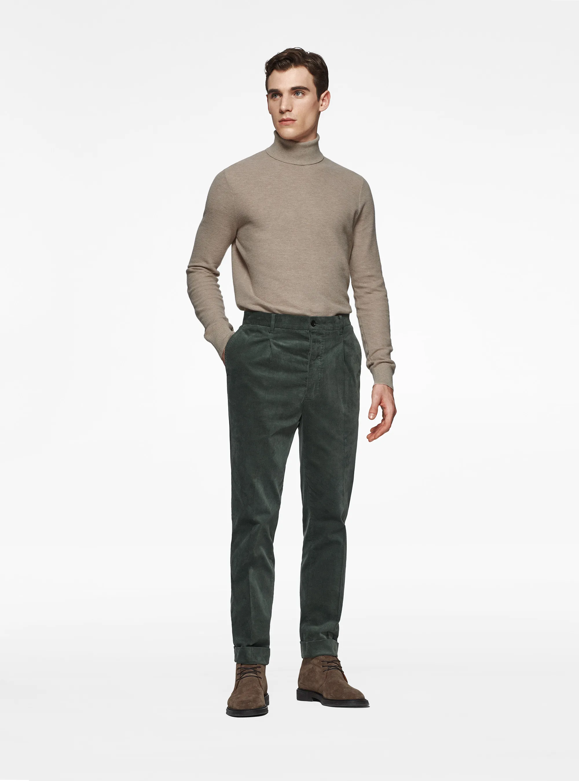 Pantalón elástico de rayas milleraies de terciopelo