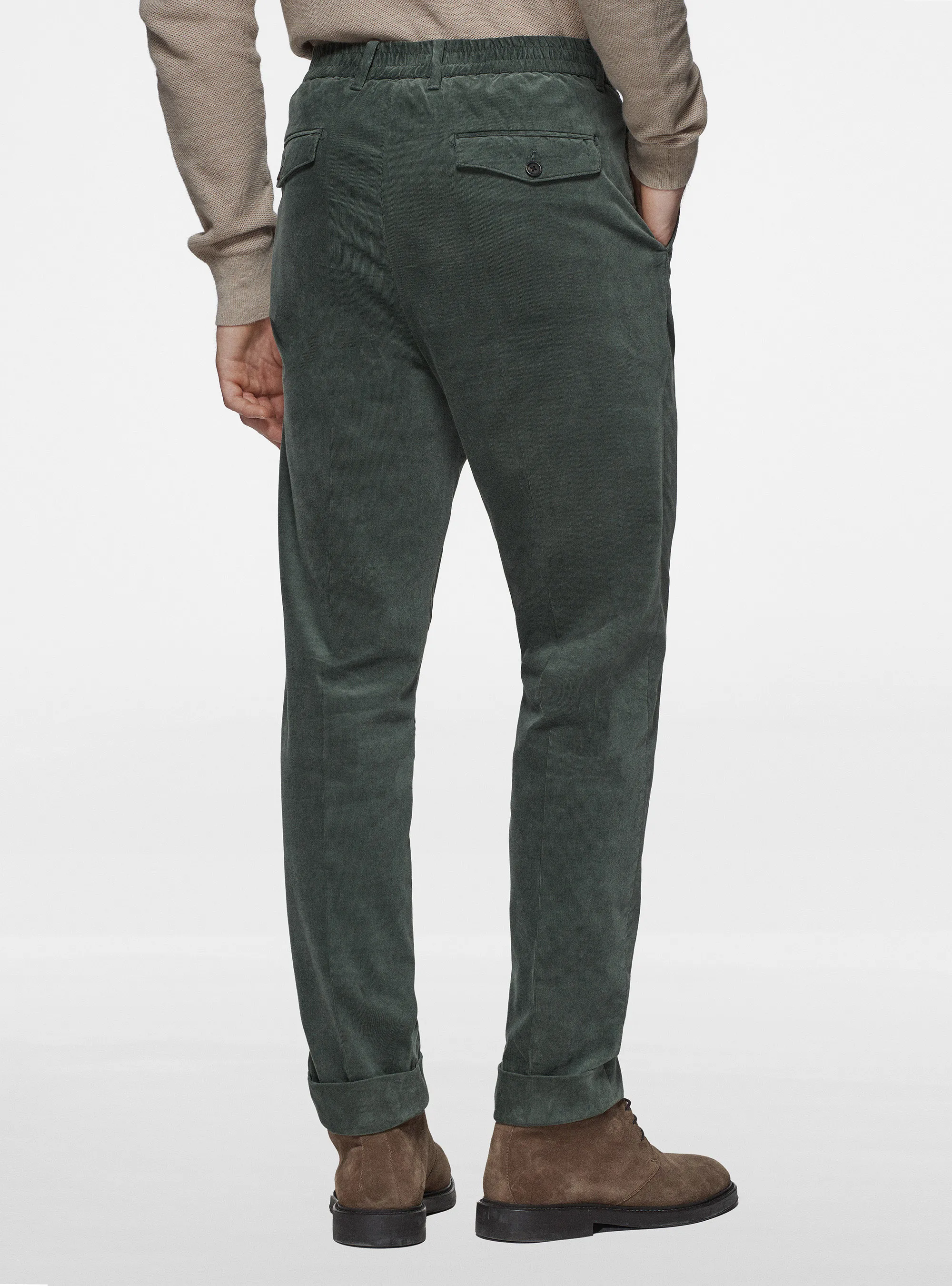 Pantalón elástico de rayas milleraies de terciopelo