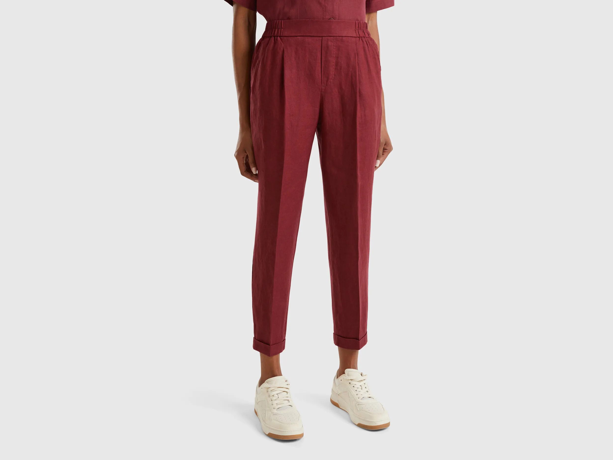 Pantalón regular fit de 100 % lino