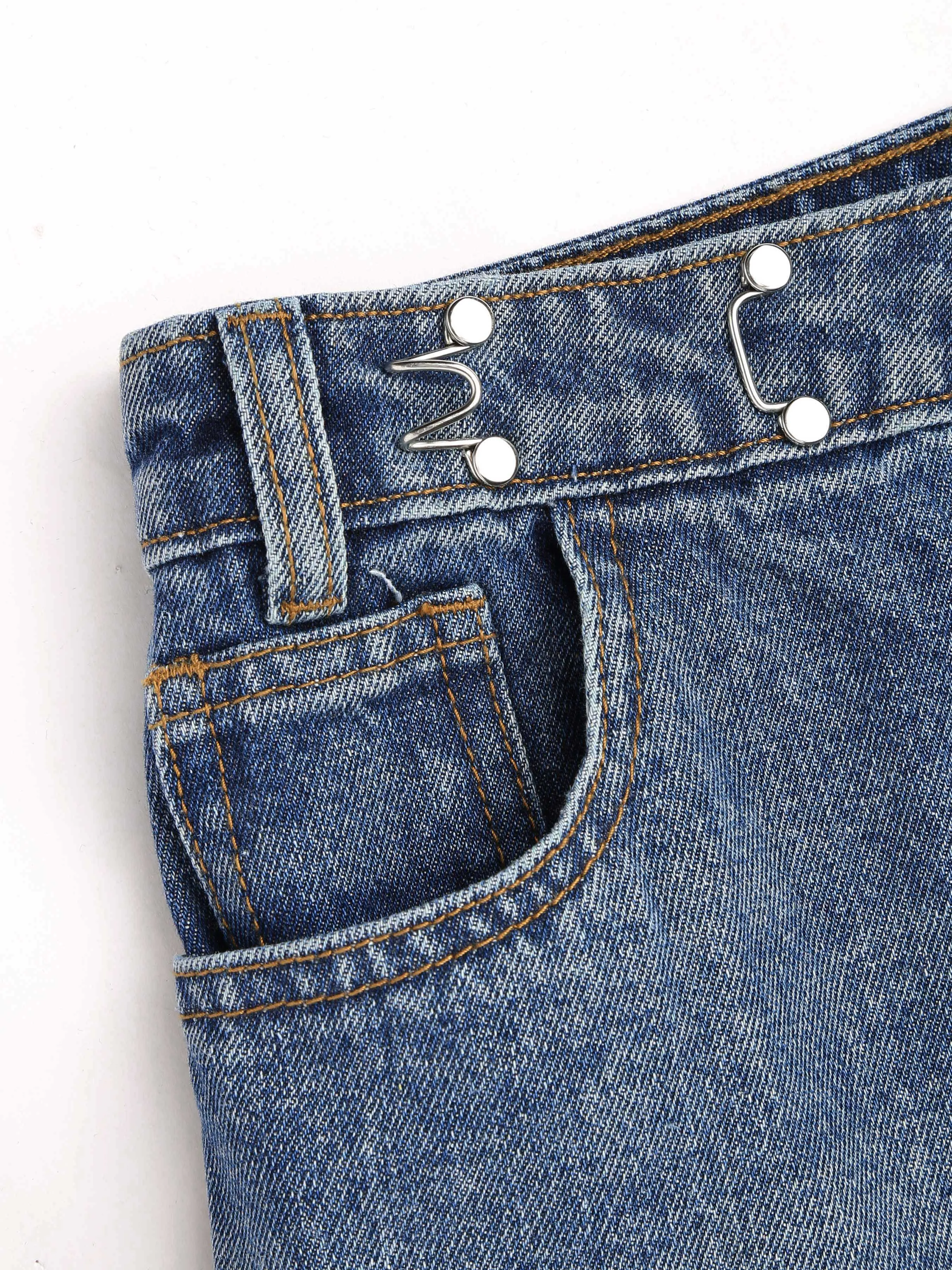 Pantalón corto vaquero de tiro alto y pierna ancha sólido