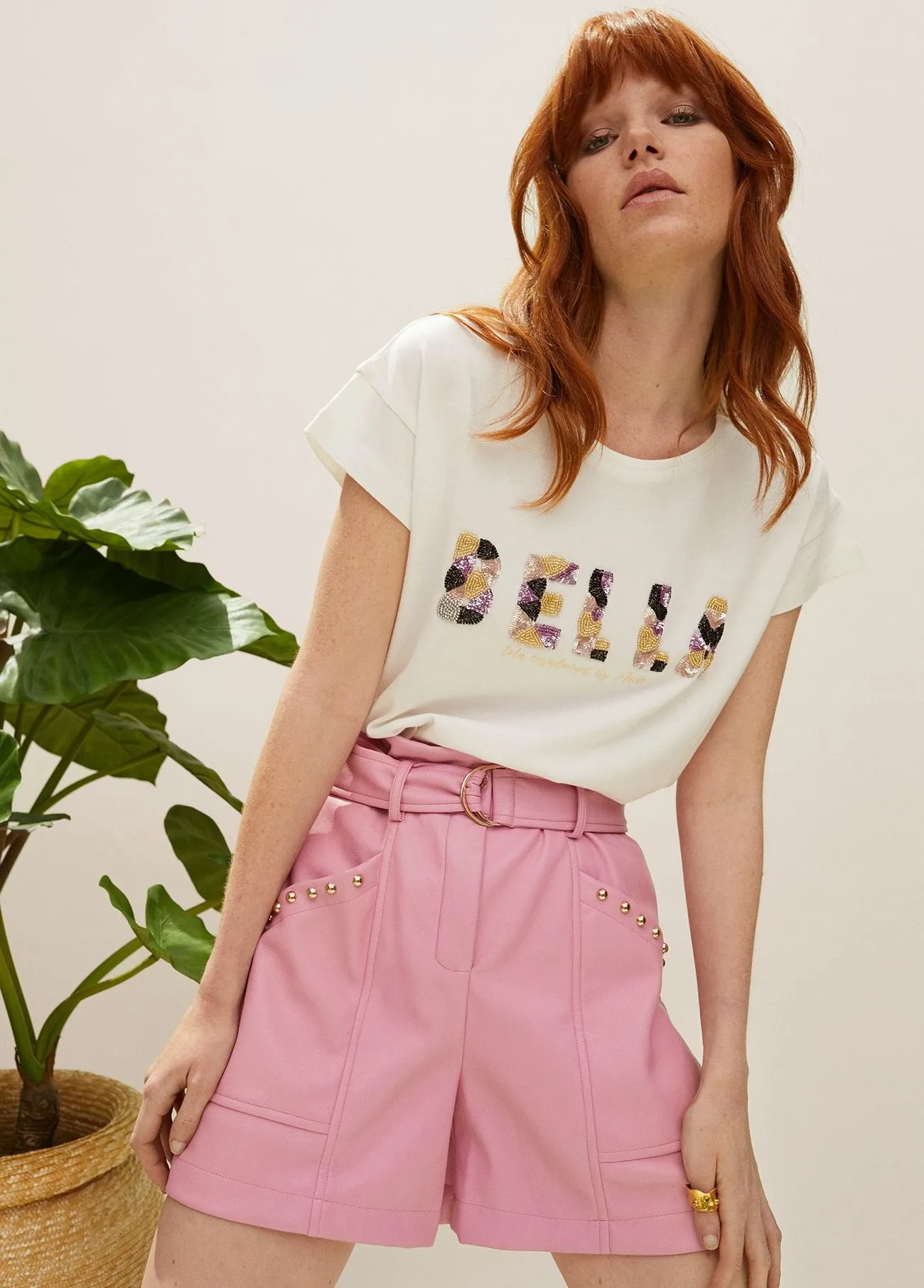 Pantalón ecopiel corto Rosa Lola Casademunt