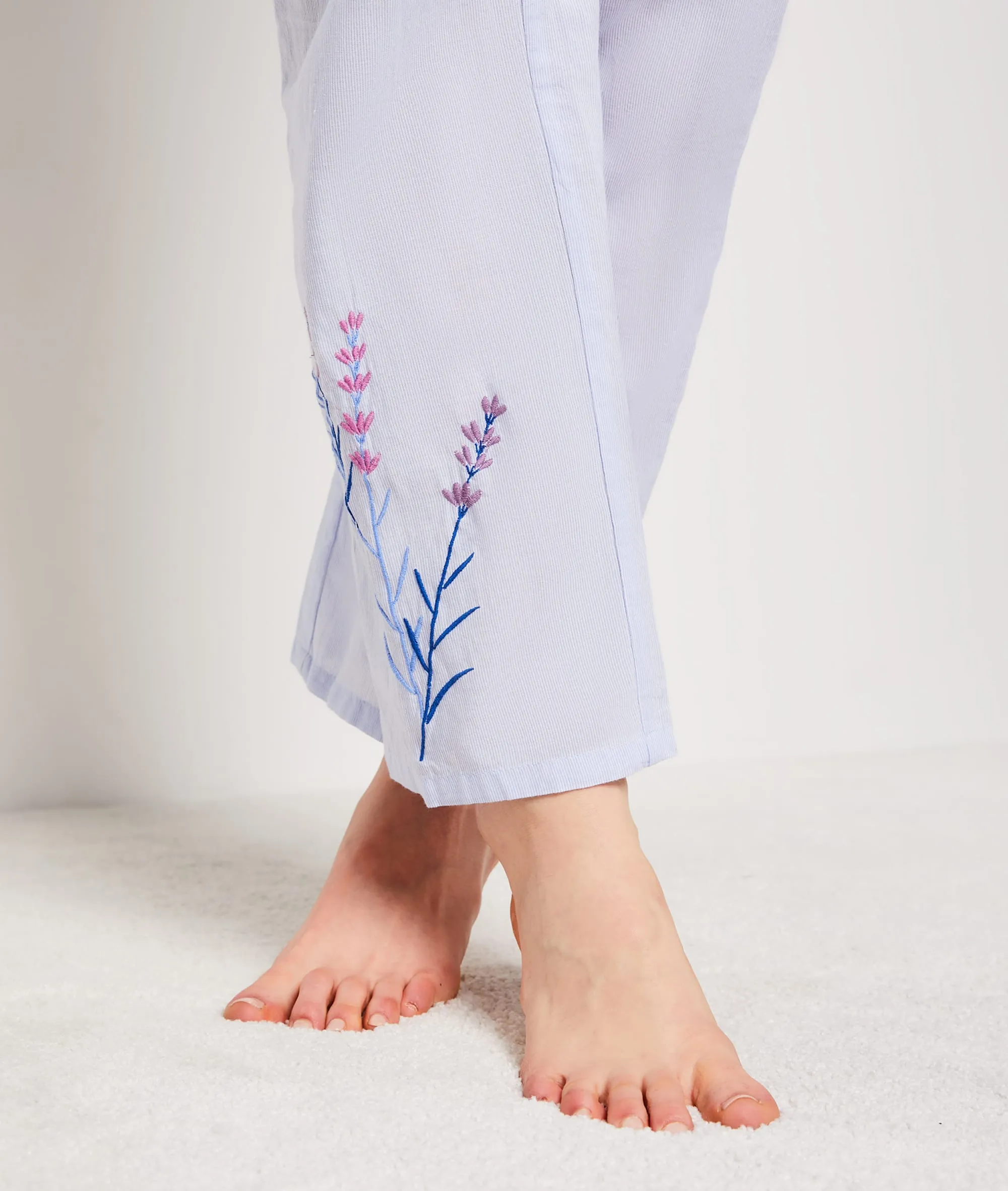 PANTALóN PIJAMA BORDADO LAVANDA BELINE BLEU CIEL  ETAM