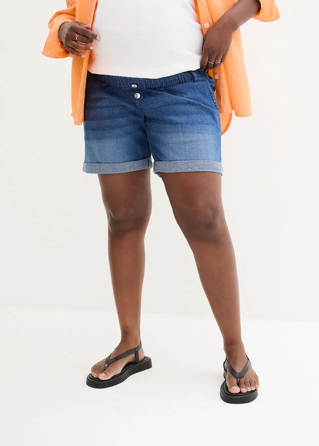 Pantalón vaquero corto premamá de corte paperbag Denim