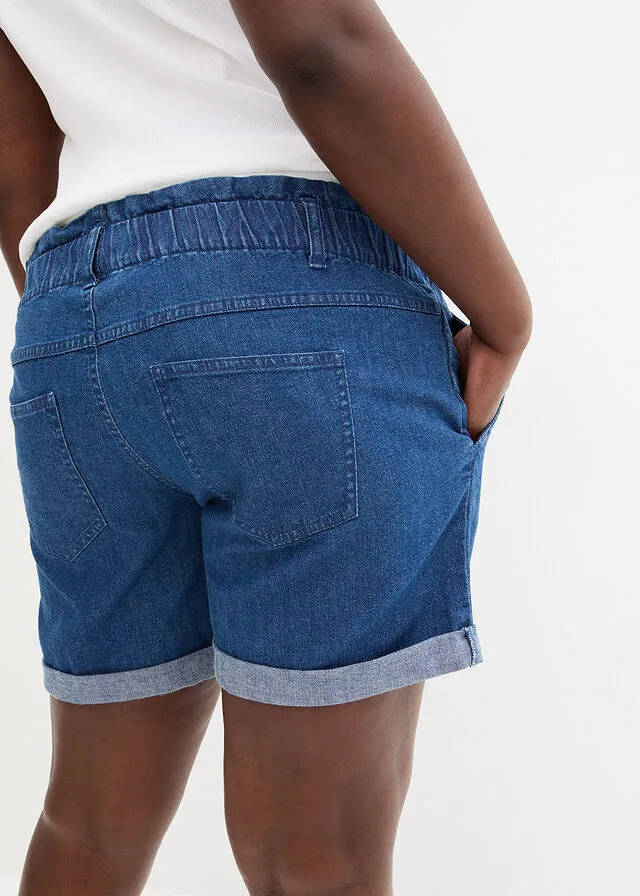 Pantalón vaquero corto premamá de corte paperbag Denim