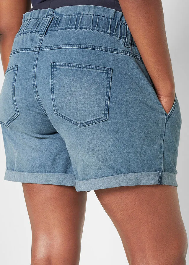 Pantalón vaquero corto premamá de corte paperbag Denim