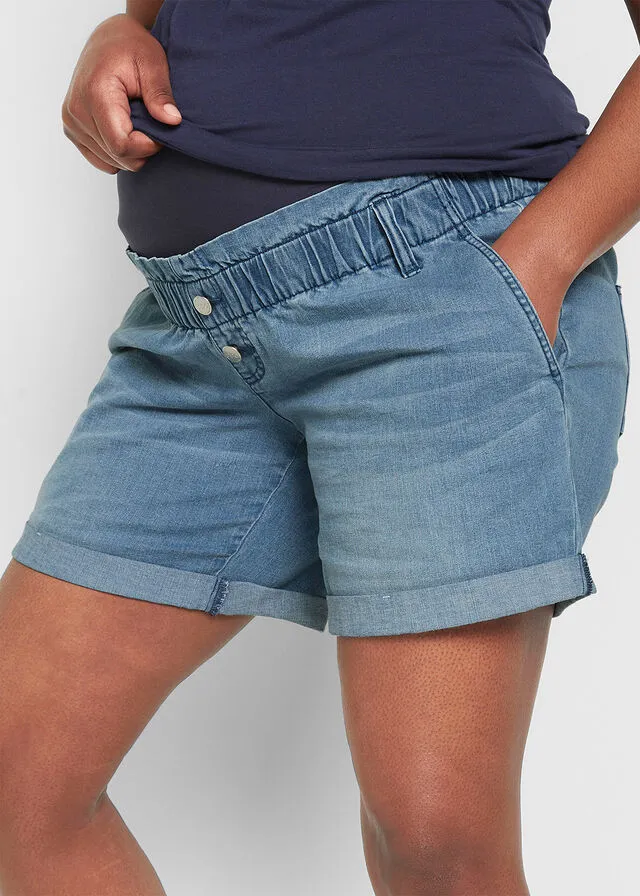 Pantalón vaquero corto premamá de corte paperbag Denim