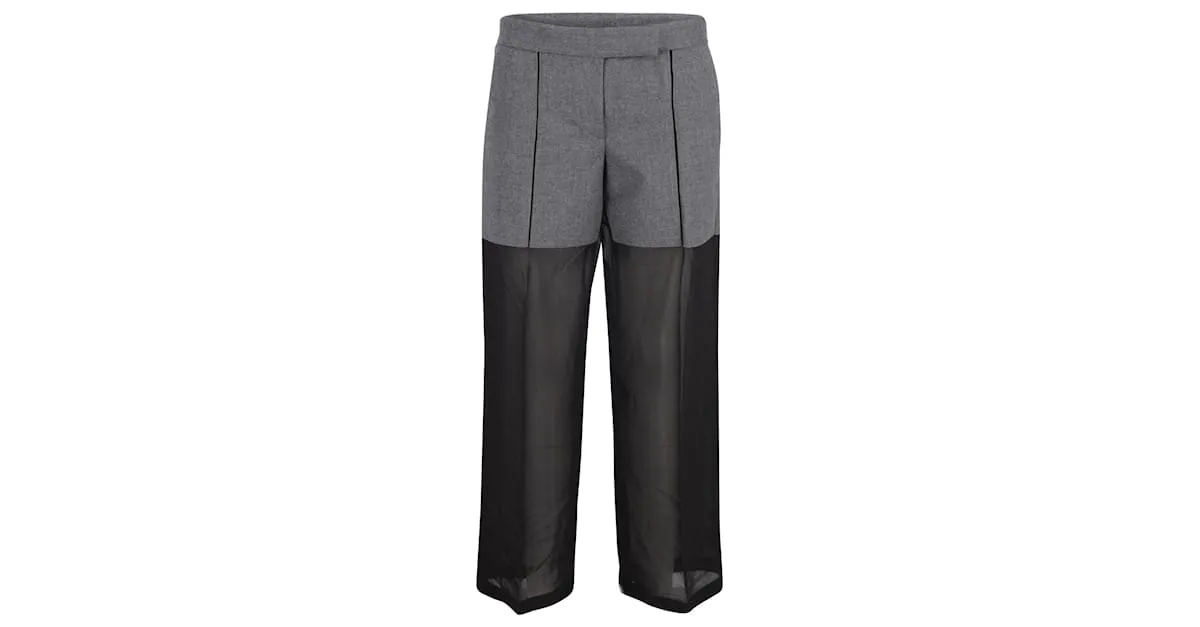Pantalón Viktor & Rolf Bicolor de Lana Negra y Gris Negro 