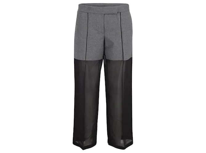 Pantalón Viktor & Rolf Bicolor de Lana Negra y Gris Negro 