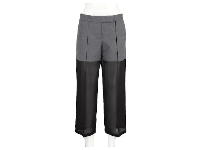 Pantalón Viktor & Rolf Bicolor de Lana Negra y Gris Negro 