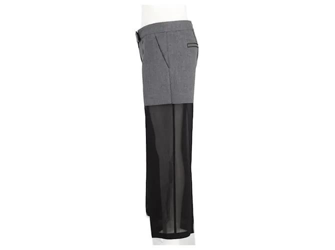 Pantalón Viktor & Rolf Bicolor de Lana Negra y Gris Negro 
