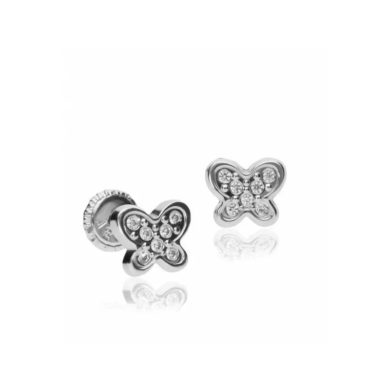 Pendientes Oro Blanco Mariposas