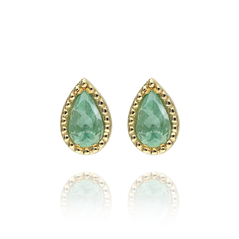 PENDIENTES "BINDI" ORO 18K Y ESMERALDAS NATURALES