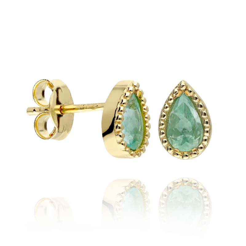 PENDIENTES "BINDI" ORO 18K Y ESMERALDAS NATURALES