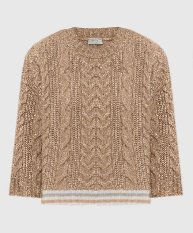 Peserico Brown wool, silk and cashmere sweater with sequins