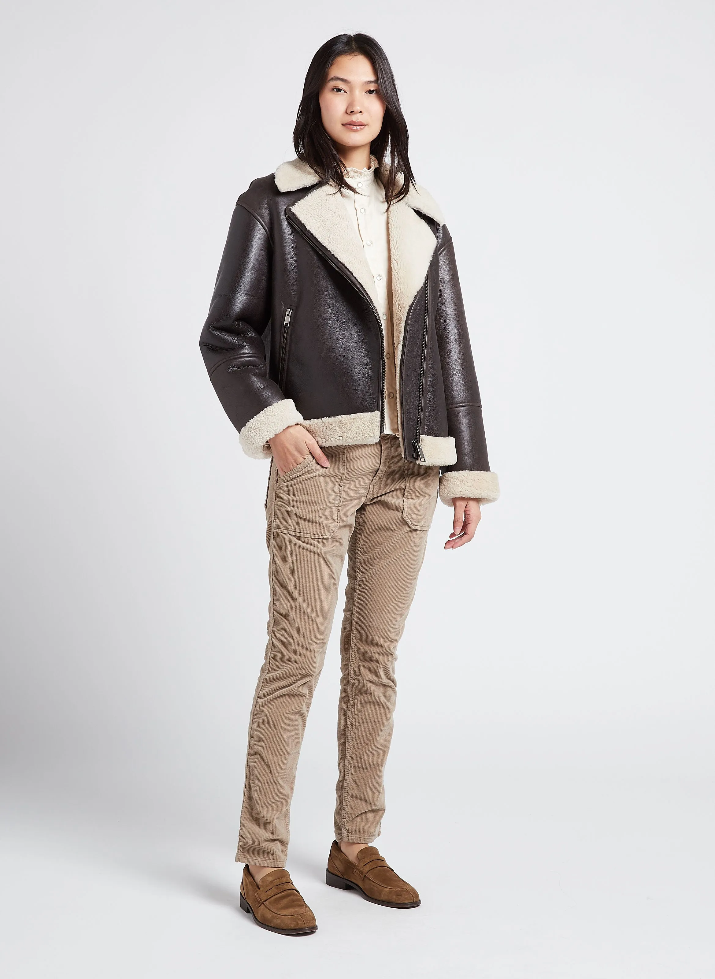 PIERCE  PANTALóN SLIM DE PANA EN BEIGE