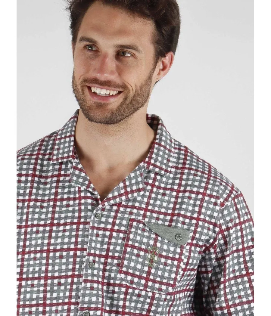 Pijama abierto hombre Admas Classic cuadros algodón bolsillos