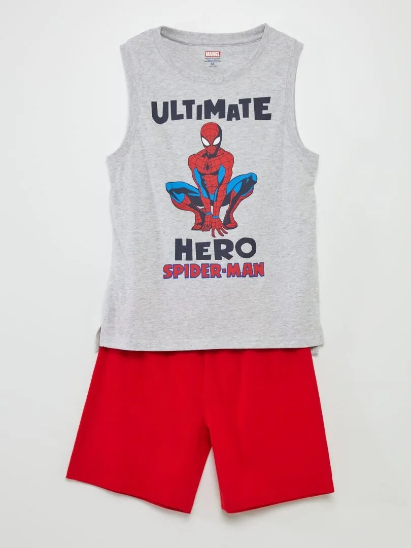 PIJAMA CAMISETA DE TIRANTES + SHORT 'SPIDERMAN'  2 PIEZAS  GRIS