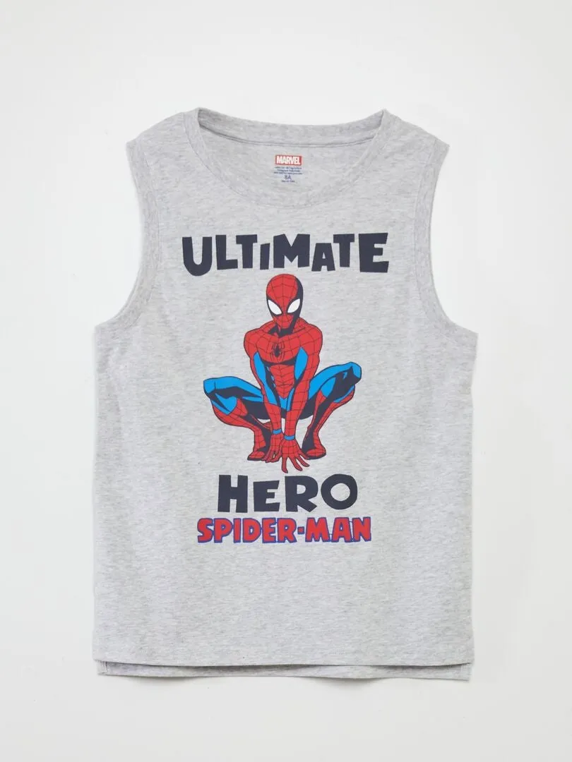 PIJAMA CAMISETA DE TIRANTES + SHORT 'SPIDERMAN'  2 PIEZAS  GRIS