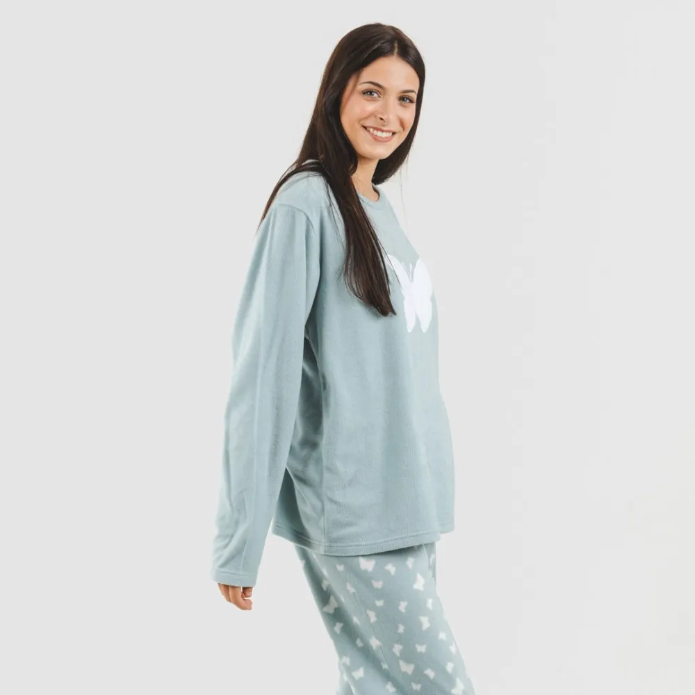 Pijama polar Butterflies verde tiffany