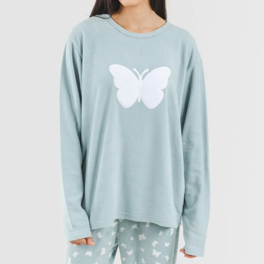 Pijama polar Butterflies verde tiffany