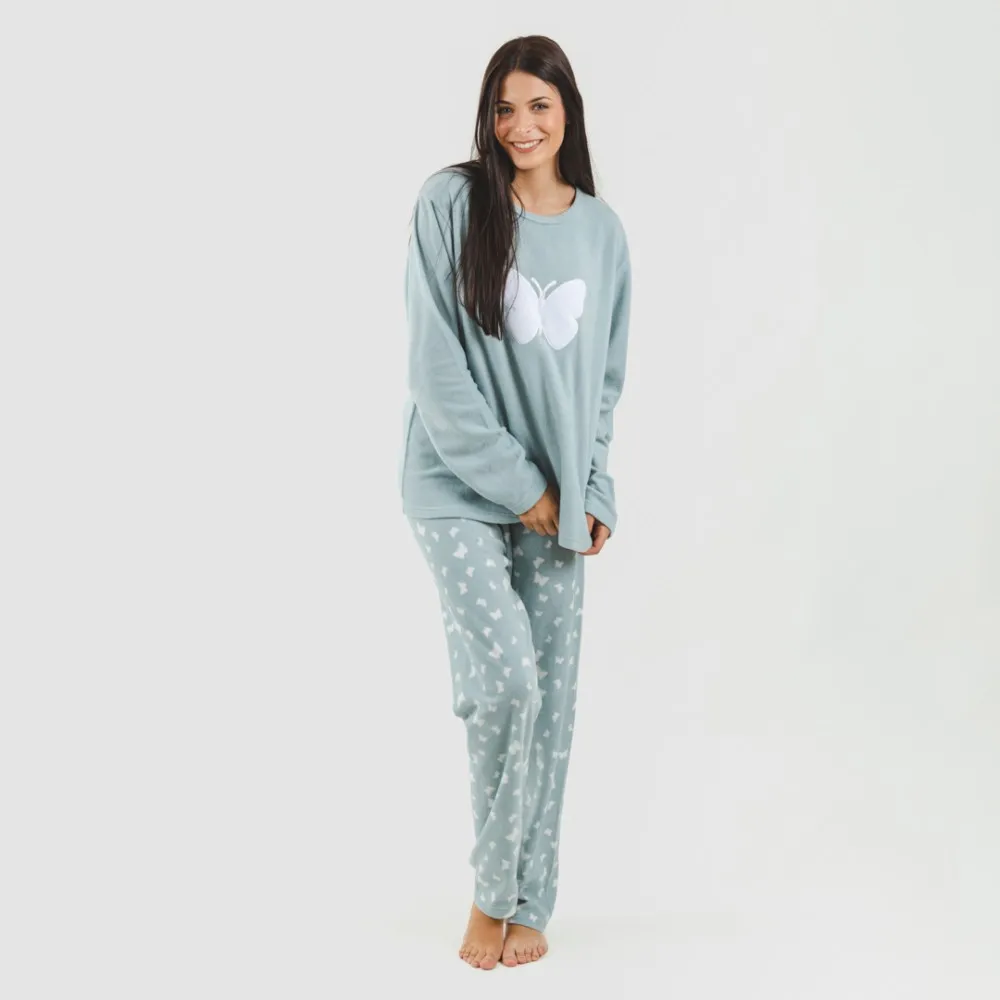 Pijama polar Butterflies verde tiffany