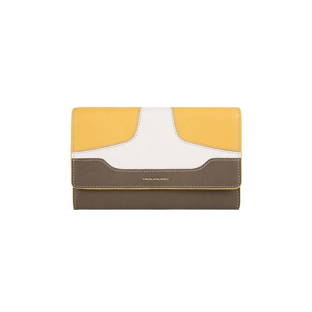 Pochette de Piel Piquadro AC4989S108 G Color Kaki y Amarillo