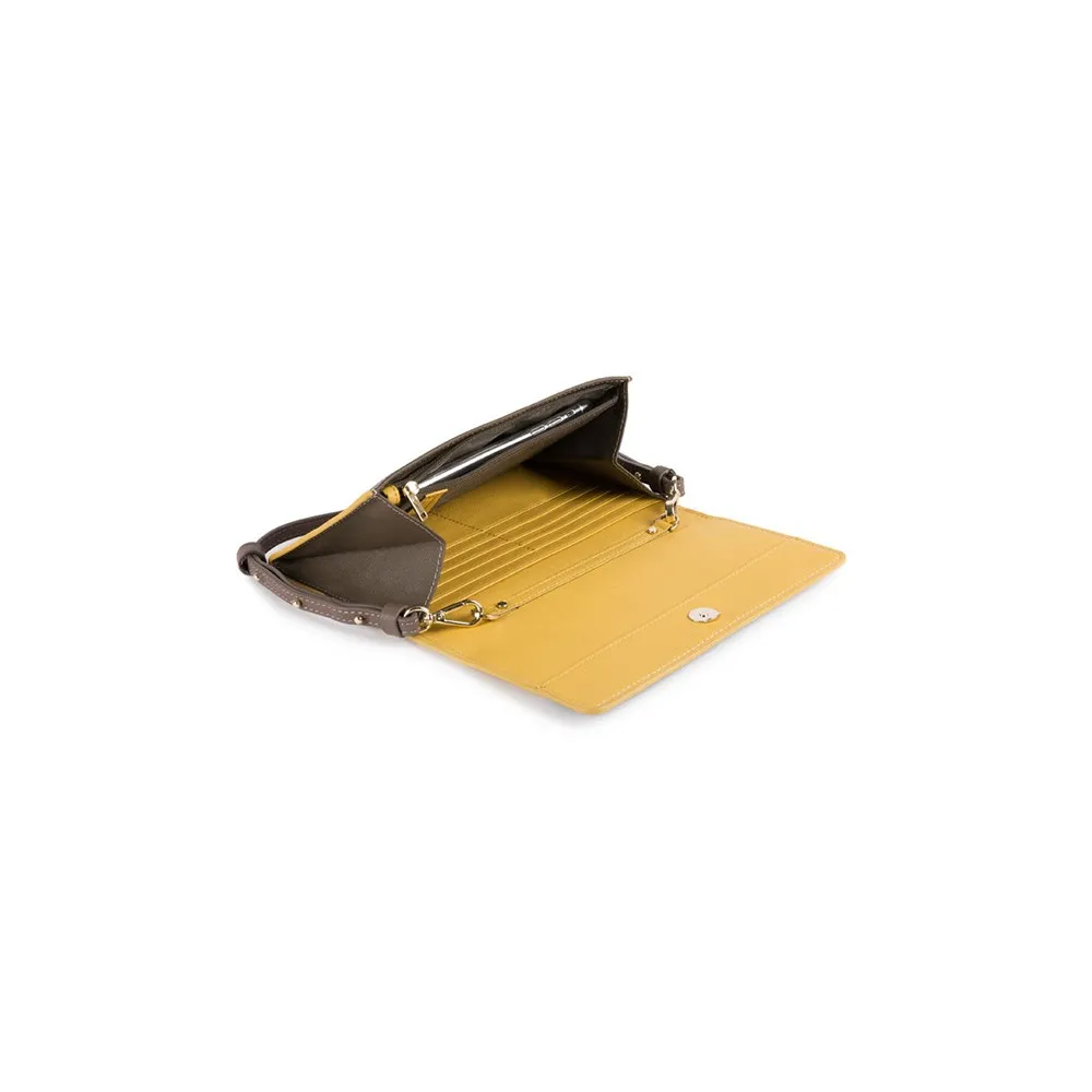 Pochette de Piel Piquadro AC4989S108 G Color Kaki y Amarillo