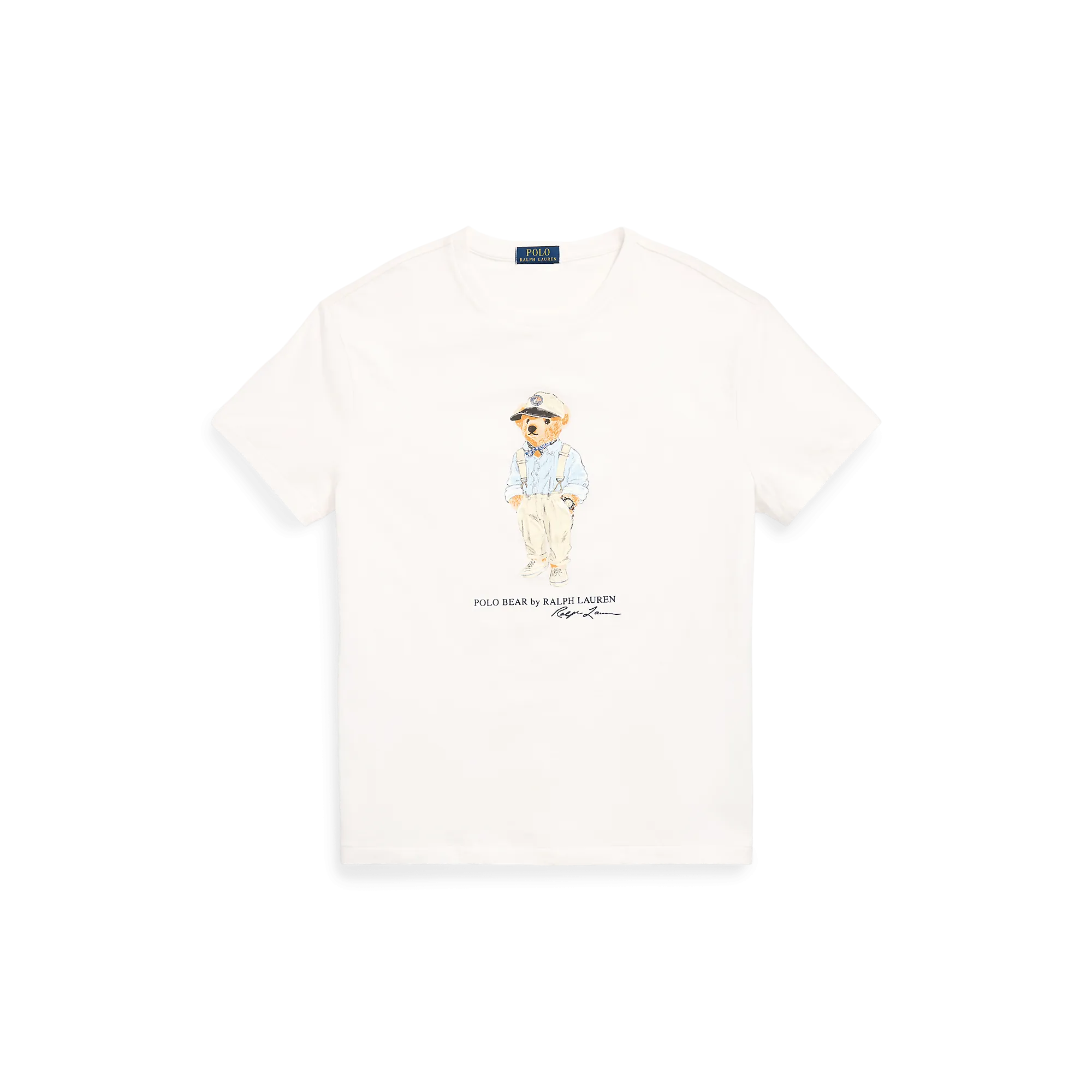 POLO RALPH LAUREN Camiseta de algodón serigrafiada con cuello redondo en blanco