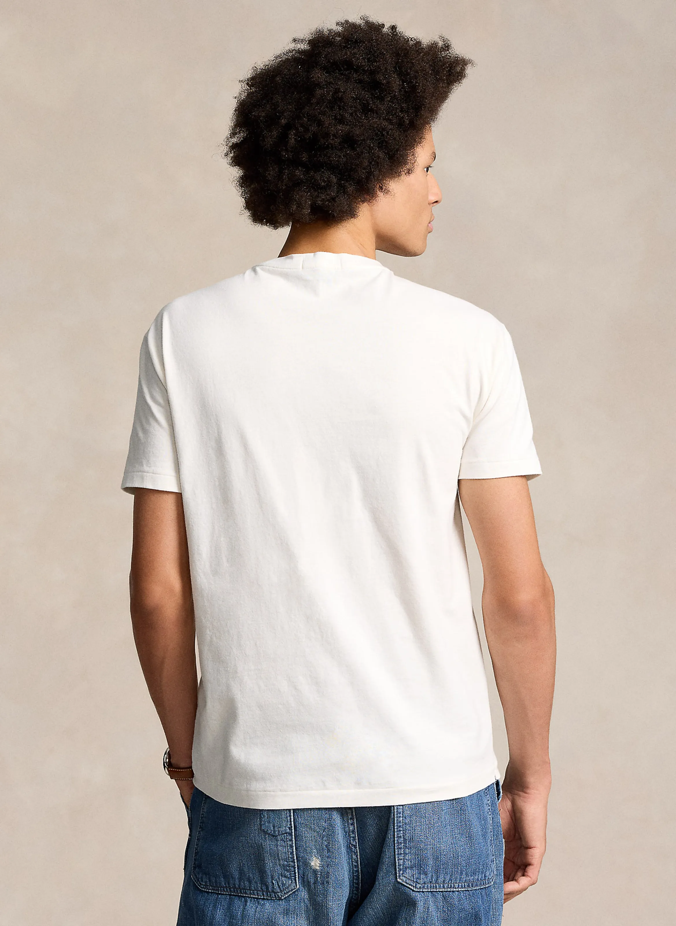 POLO RALPH LAUREN Camiseta de algodón serigrafiada con cuello redondo en blanco