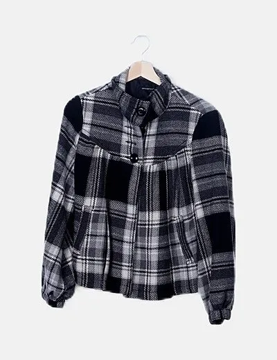 Primark Abrigo gris cuadros escoceses