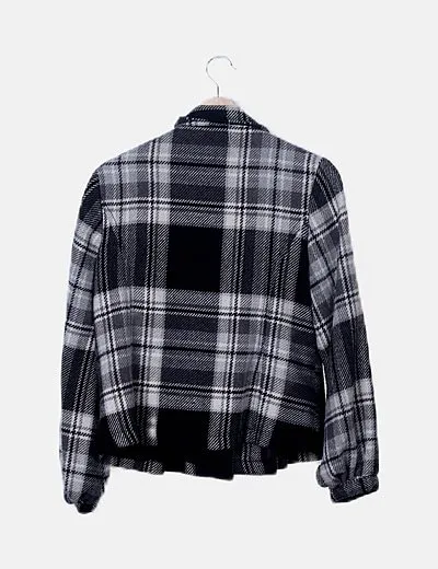 Primark Abrigo gris cuadros escoceses