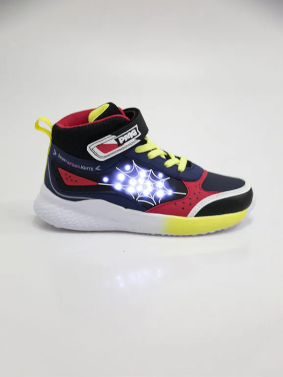 Primigi Zapatillas altas para niños con correa y luces.